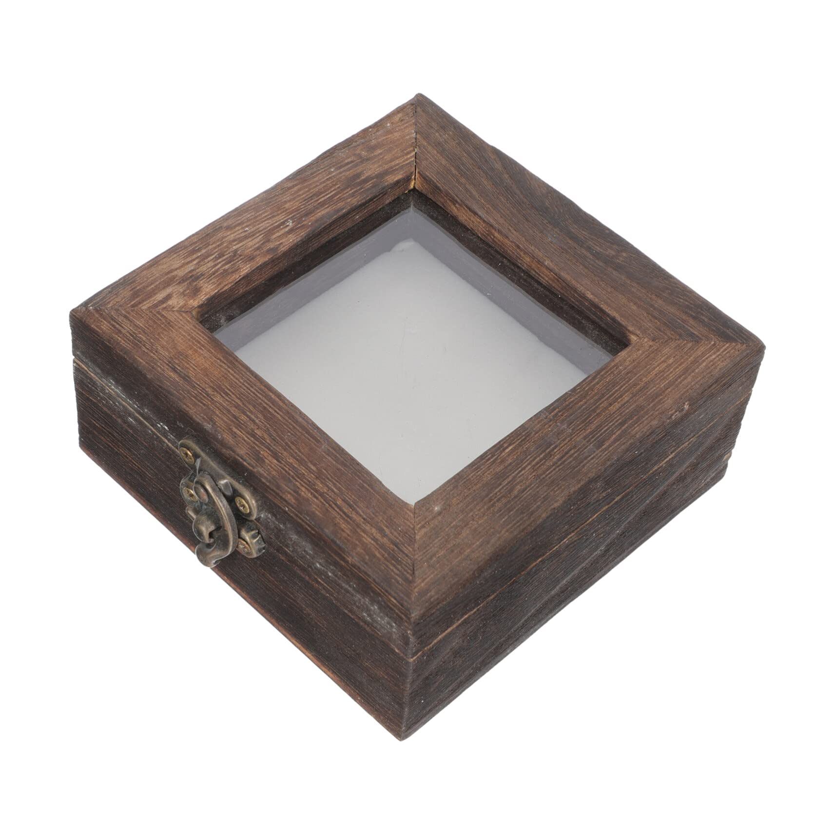 Wooden Jewelry Box with Lid - Clear Glass Display Organizer for Cards, Specimens & Jewelry Storage | Perfect for Home, Office & Gift Giving