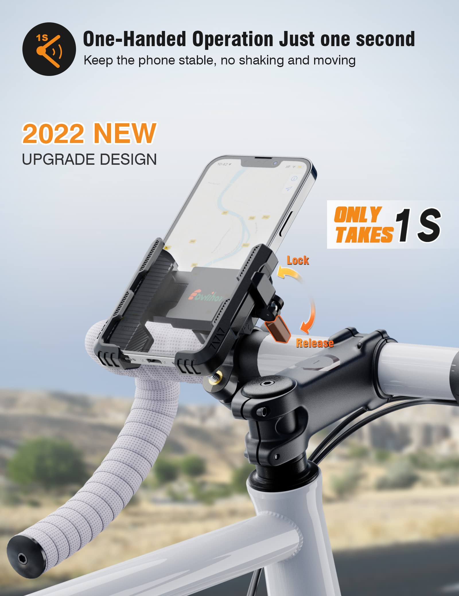 360° Rotatable Bike Phone Mount Holder for Electric, Mountain, Scooter & Dirt Bikes - Universal Smartphone Compatible 4.0-7.0 Inches - Perfect for GPS Navigation, Cycling & Outdoor Adventures