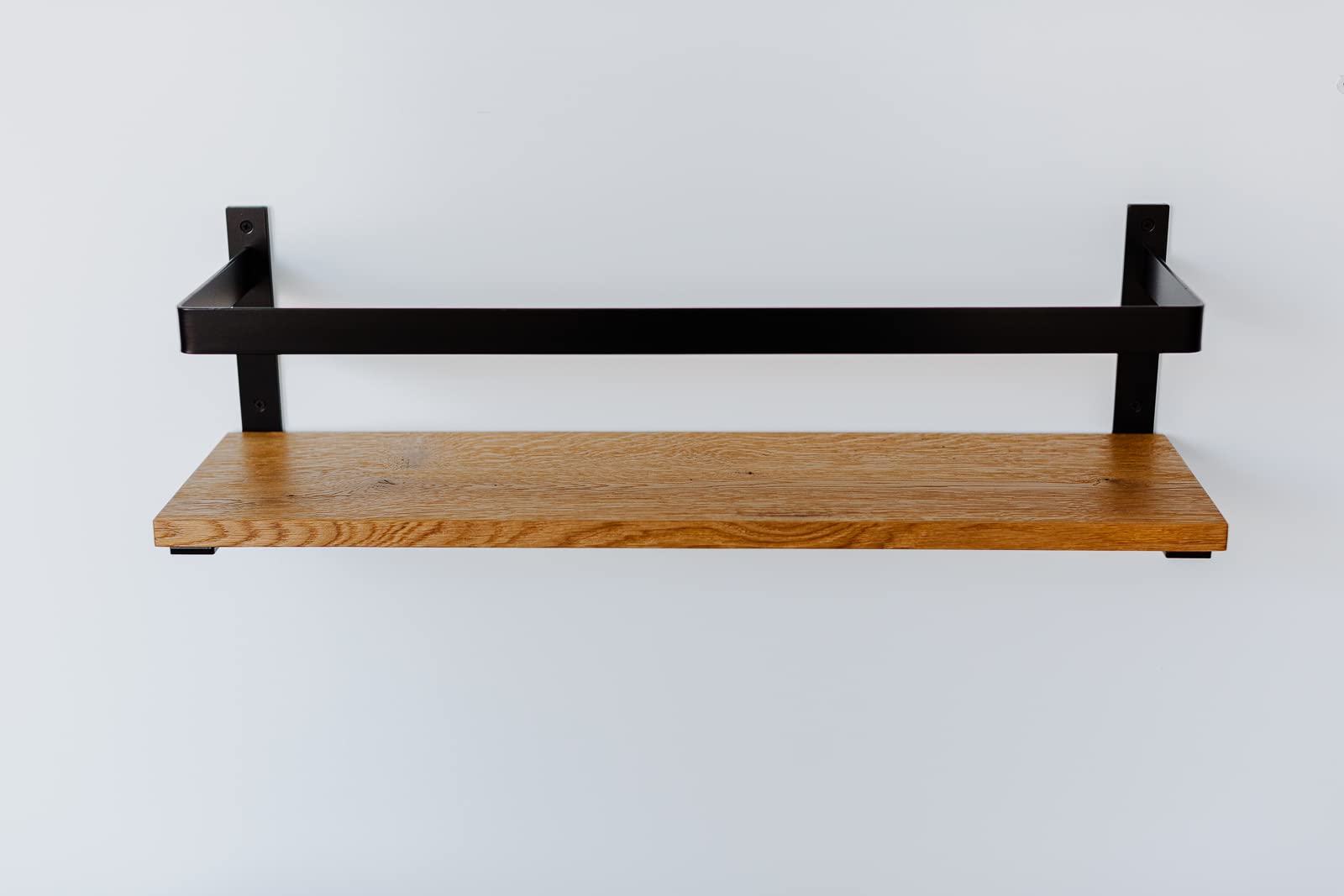 Handmade Floating Wood Shelf - Solid Oak & Metal Wall Mounted Shelf | ETHIMO Bold | Perfect for Living Room, Bedroom & Office Decor