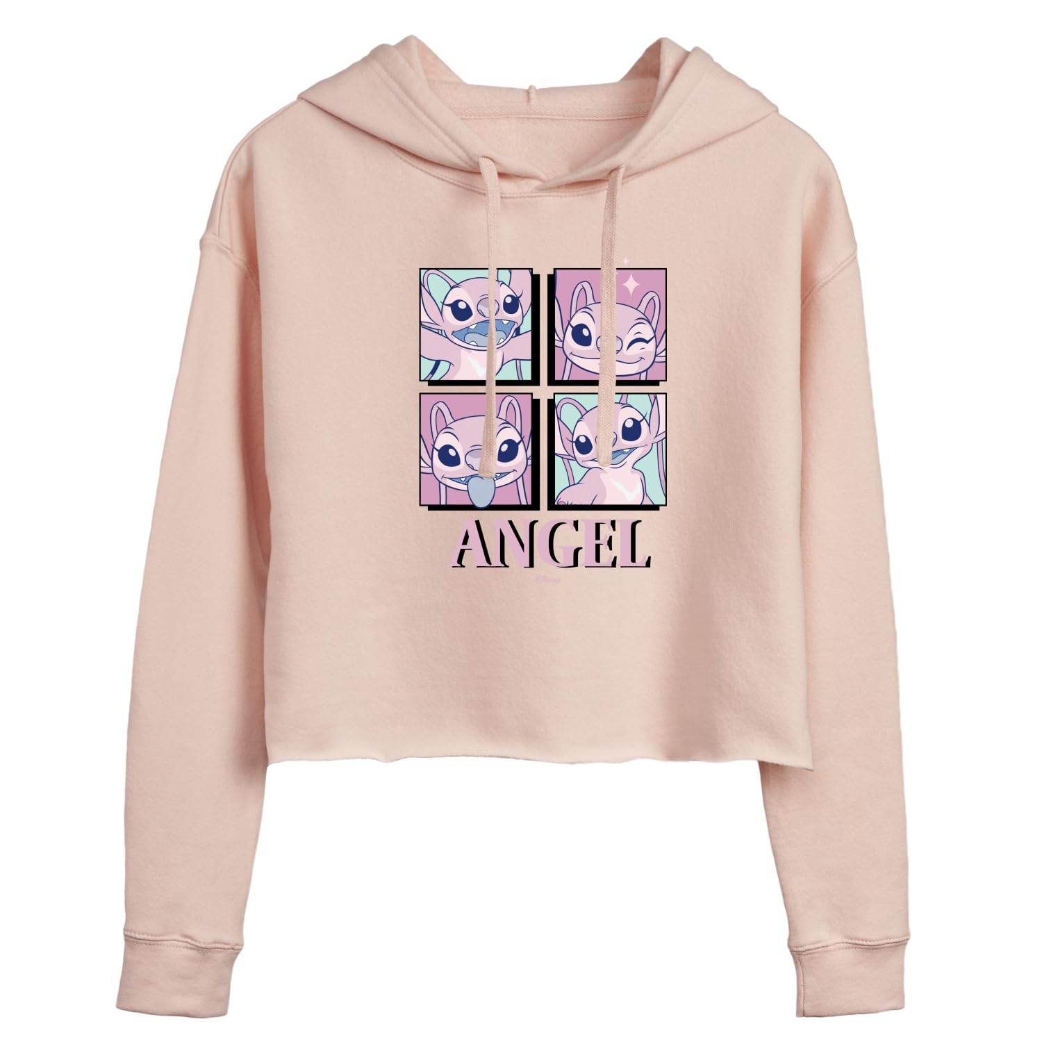 Disney Lilo & Stitch Angel Expressions Junior Cropped Pullover Hoodie - Cute Anime Sweatshirt for Teens, Girls Fashion, Casual Wear, Cosplay & Disney Fans Gift