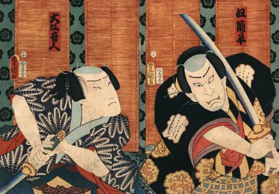 Authentic Japanese Samurai Art Print - Kunisada Warrior Painting with Swords - Asian Wall Decor for Home, Office & Dojo