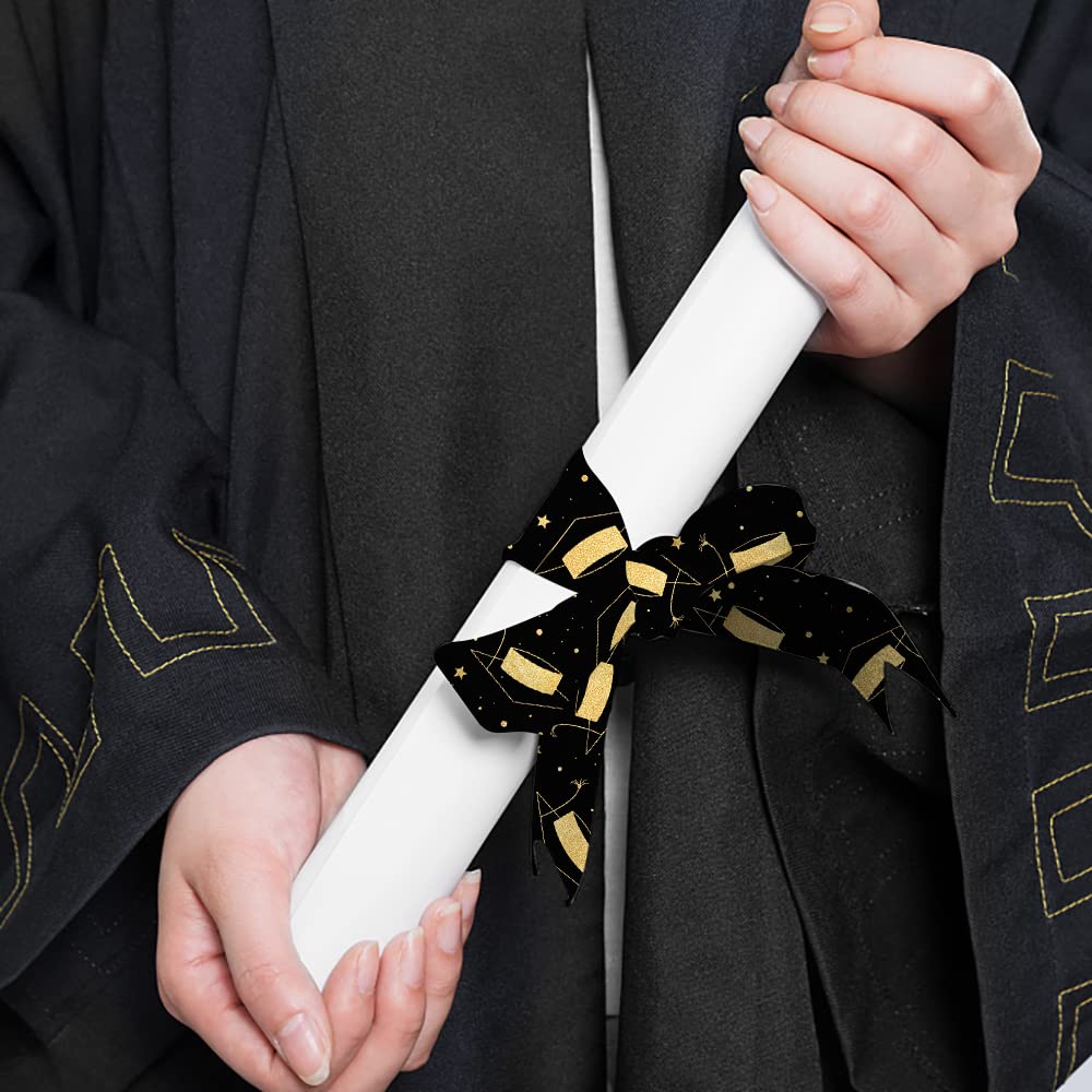 3-Pack Graduation Ribbon Set - 5 Yards Each with Gold/White/Black Congratulatory Words - Perfect for Graduation Ceremonies, Diploma Wrapping & Party Decorations (2022 Design)