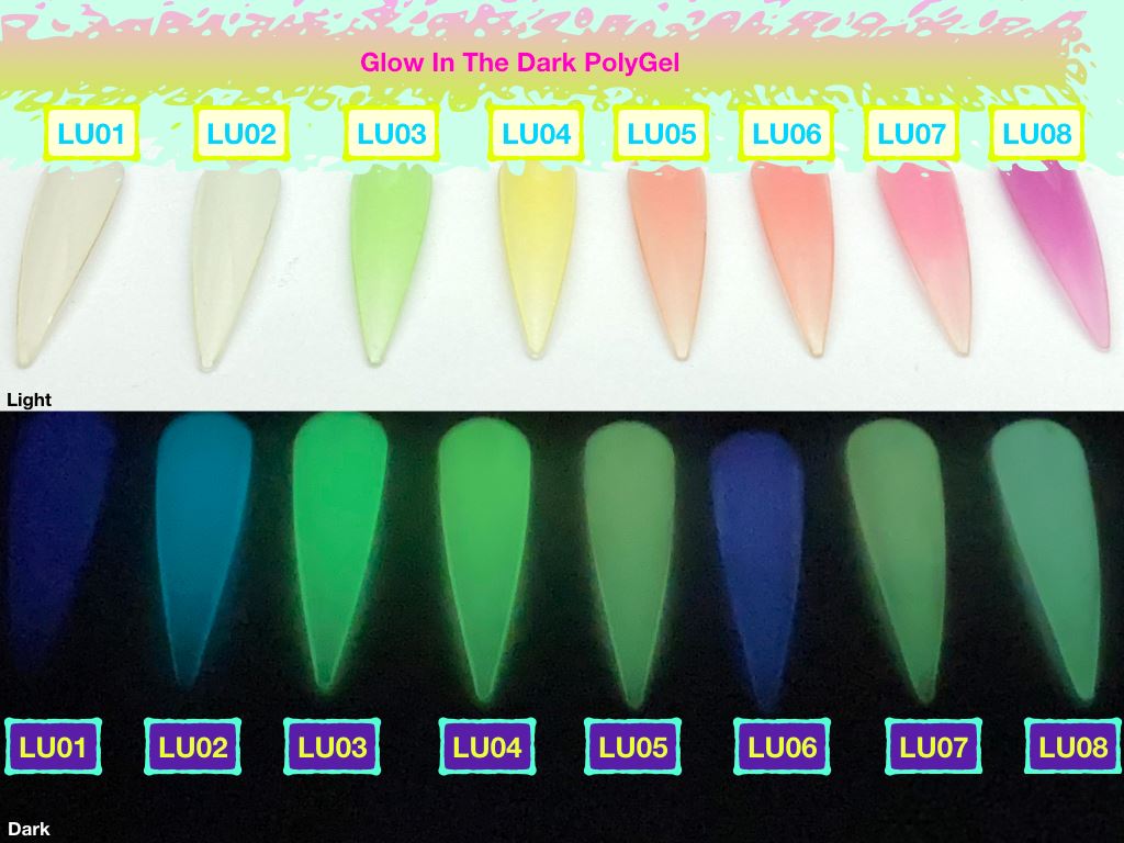 PolyGel Gel In A Tube - Glow in The Dark Nail Extension Kit for DIY Manicures at Home | Perfect for Halloween, Parties & Nighttime Nail Art