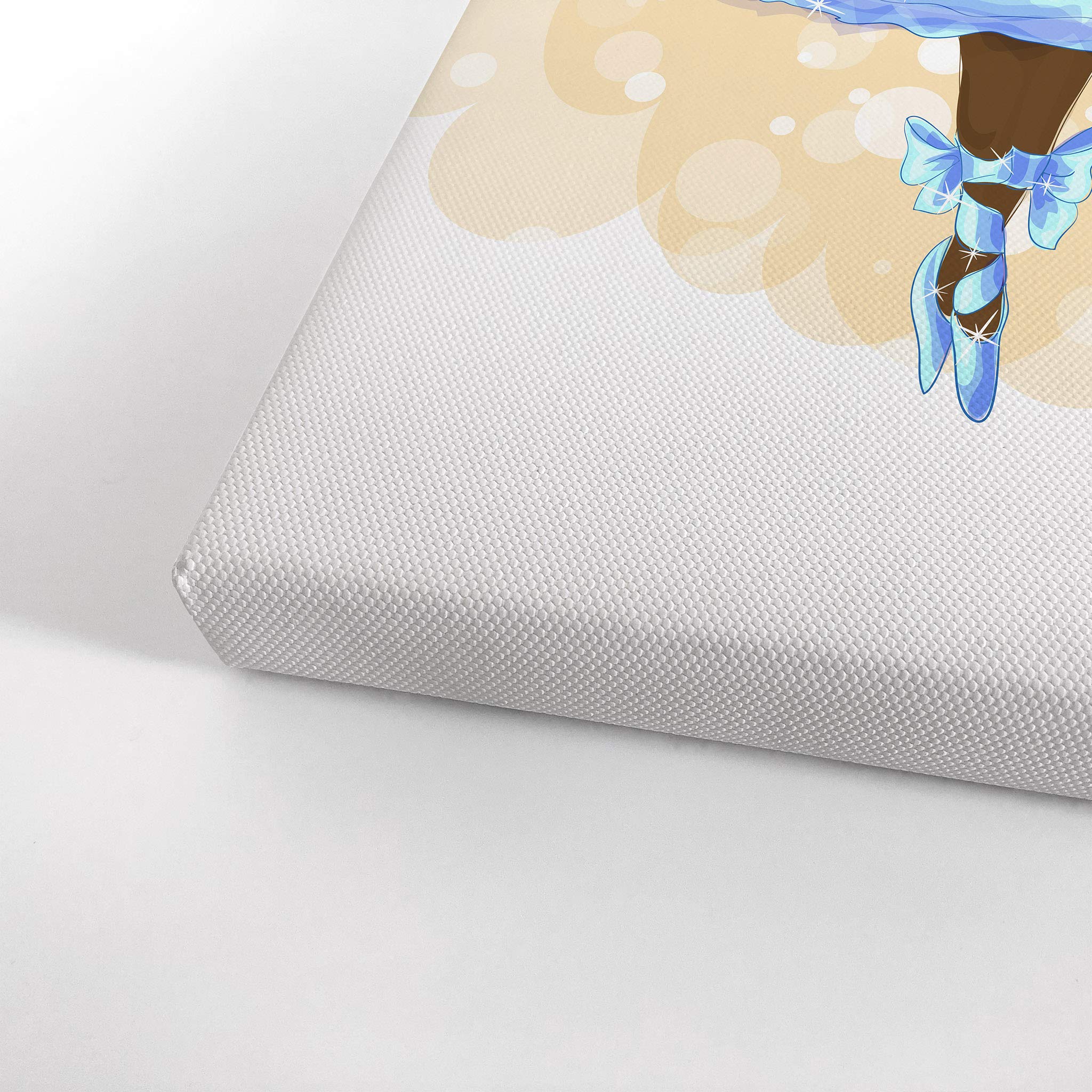 African American Ballerina Canvas Wall Art - Smile Art Design Cute Dance Painting for Kids Room, Nursery & Baby Room Decor - 40x30 Inch Ready to Hang Made in USA - Perfect for Bedroom, Playroom & Gift Ideas