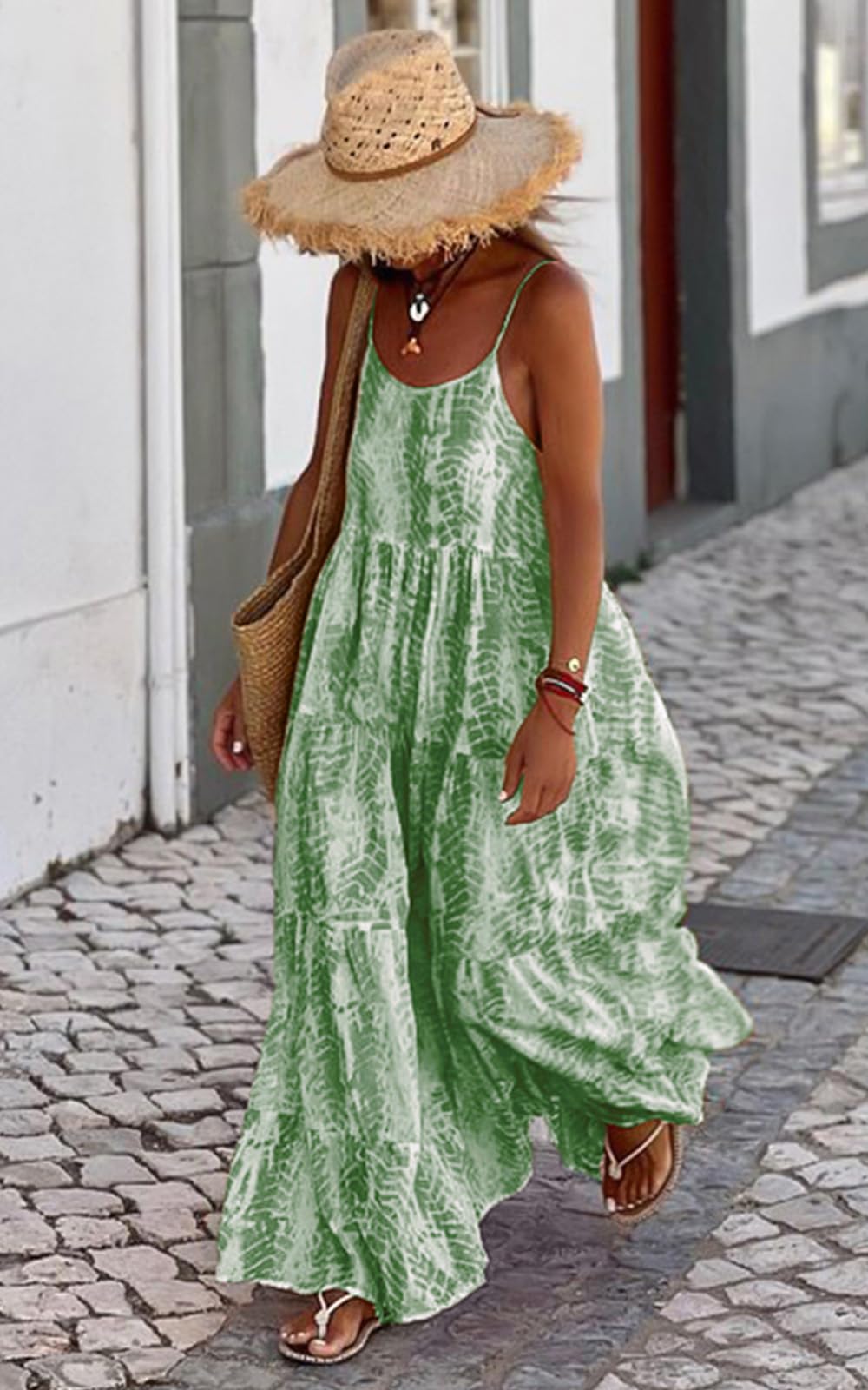 PRETTYGARDEN Women's Floral Maxi Dress 2025 - Spaghetti Strap Summer Sundress with Pockets, Boho Long Dress for Beach, Vacation & Outdoor Parties