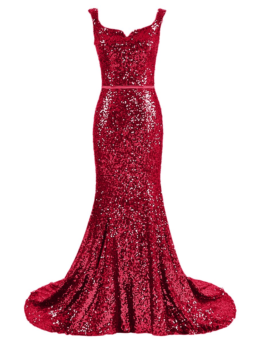 Fllbridal Women's Long Sequin Prom Dress Mermaid Evening Gown Formal Party Gown for Homecoming, Wedding, Pageant & Special Occasions