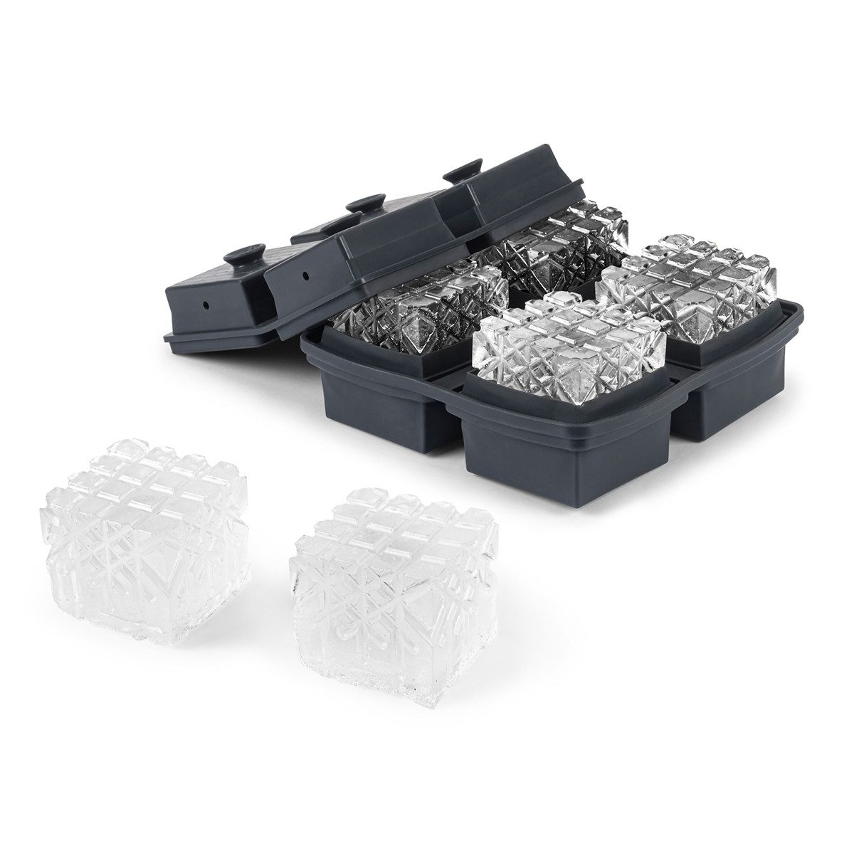 Premium W&P PEAK Cocktail Ice Tray - Charcoal Etched Cube Mold for Whiskey, Bourbon & Cocktails | Perfect for Home Bars & Entertaining