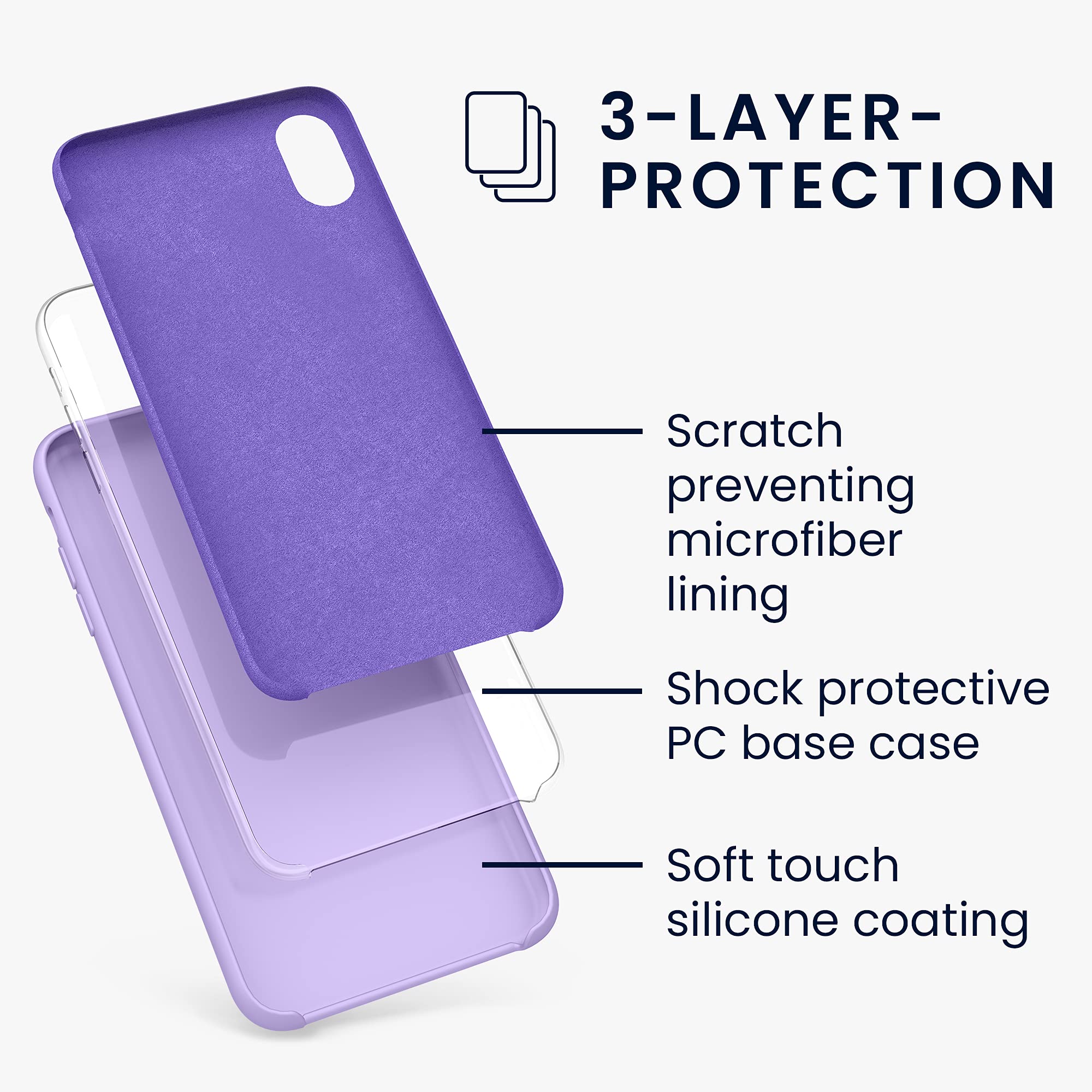 kwmobile Shockproof TPU Silicone Case for Apple iPhone XR - Soft Protective Phone Cover in Violet Purple | Perfect for Everyday Use, Work & Travel Protection