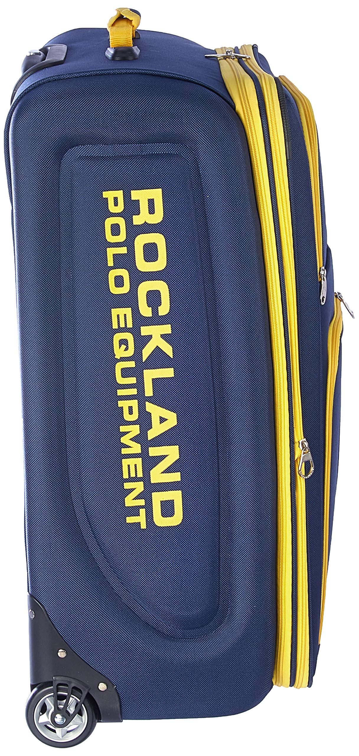 Rockland Polo Equipment Varsity Softside Upright Luggage Set - Navy Blue (18/22/26/30 Inch 4-Piece) | Lightweight Durable Suitcase for Travel, Business Trips & Family Vacations