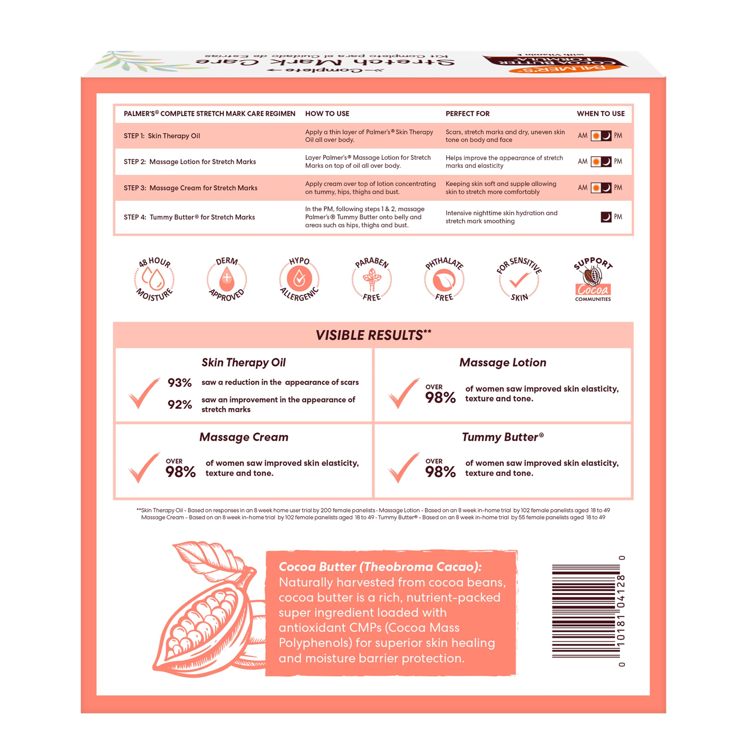 **Palmer's Cocoa Butter Formula Pregnancy Skin Care Kit – Stretch Marks & Scars Treatment, Dermatologist Approved, 4-Piece Full-Size Set – Perfect Gift for Expecting Moms, Ideal for Prenatal & Postpartum Care**