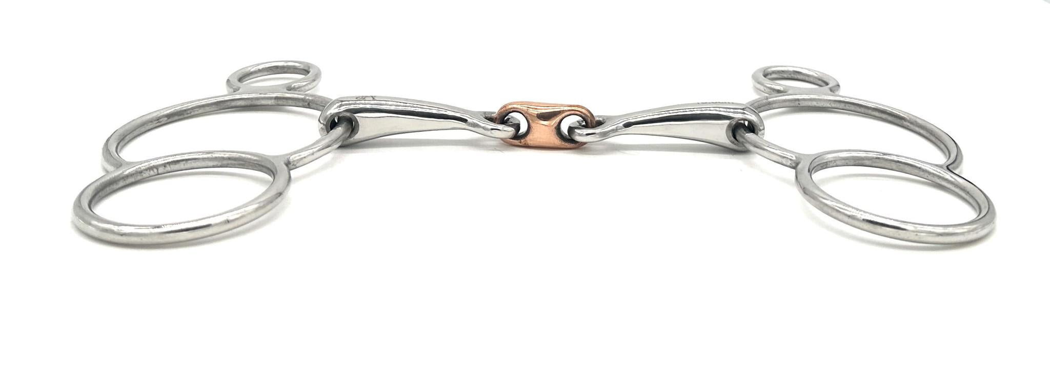 Jake Adams Small Copper Double Jointed Elliptical 2 Ring Bit - Comfortable Horse Training Bit for Dressage & Western Riding