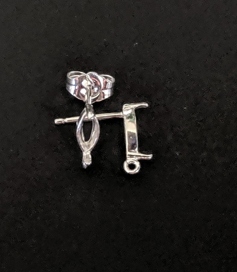 Solid Sterling Silver or 14kt Gold Marquise Earring Settings (2-Piece Set) - 4x3mm & 6x3mm Open Hoop/Ring Designs #162 #143/142 - Perfect for Bridal Jewelry, Gift Giving & Special Occasions