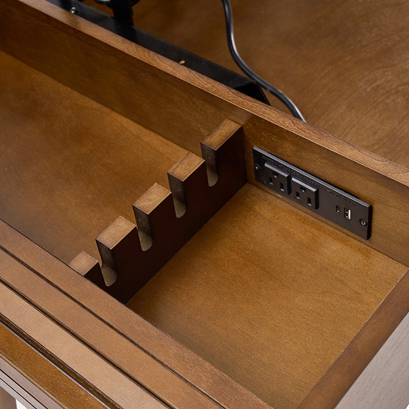 Mid Century Modern Home Office Desk with 2 USB Power Outlets - Stylish Writing Desk for Small Spaces, Remote Work & Study
