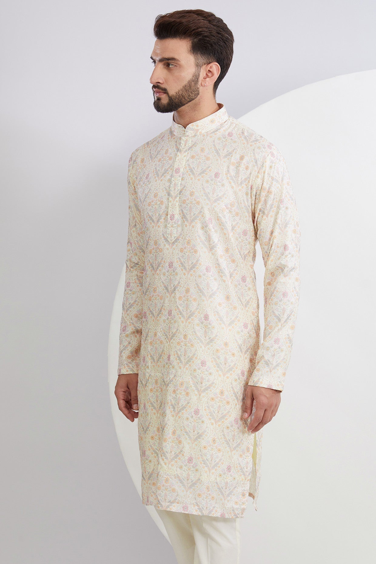 Ivory Embroidered Kurta for Women - Elegant Traditional Indian Tunic - Perfect for Festivals, Weddings & Casual Wear