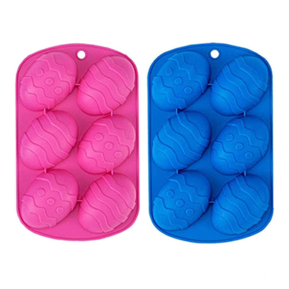 2-Pack Easter Egg Silicone Molds for Chocolate, Cake & Pastry - DIY Baking Tools for Desserts (Pink & Blue) - Perfect for Holiday Treats, Party Favors & Home Baking