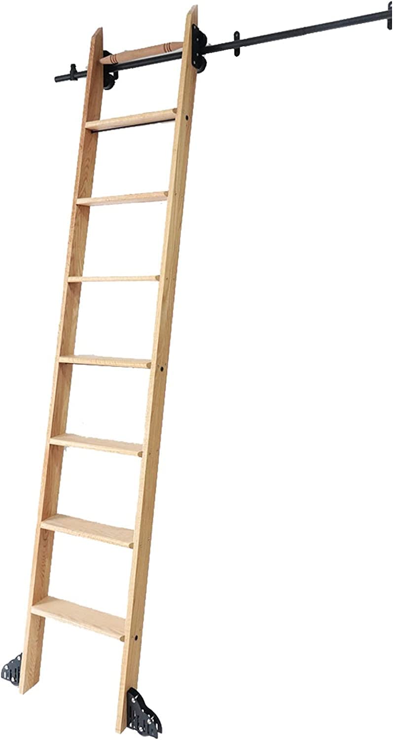 Sliding Barn Door Hardware Kit - Heavy Duty Rolling Ladder Rail System for Library, Closet & Round Steel Tube Guide - Perfect for Home, Office & Industrial Spaces