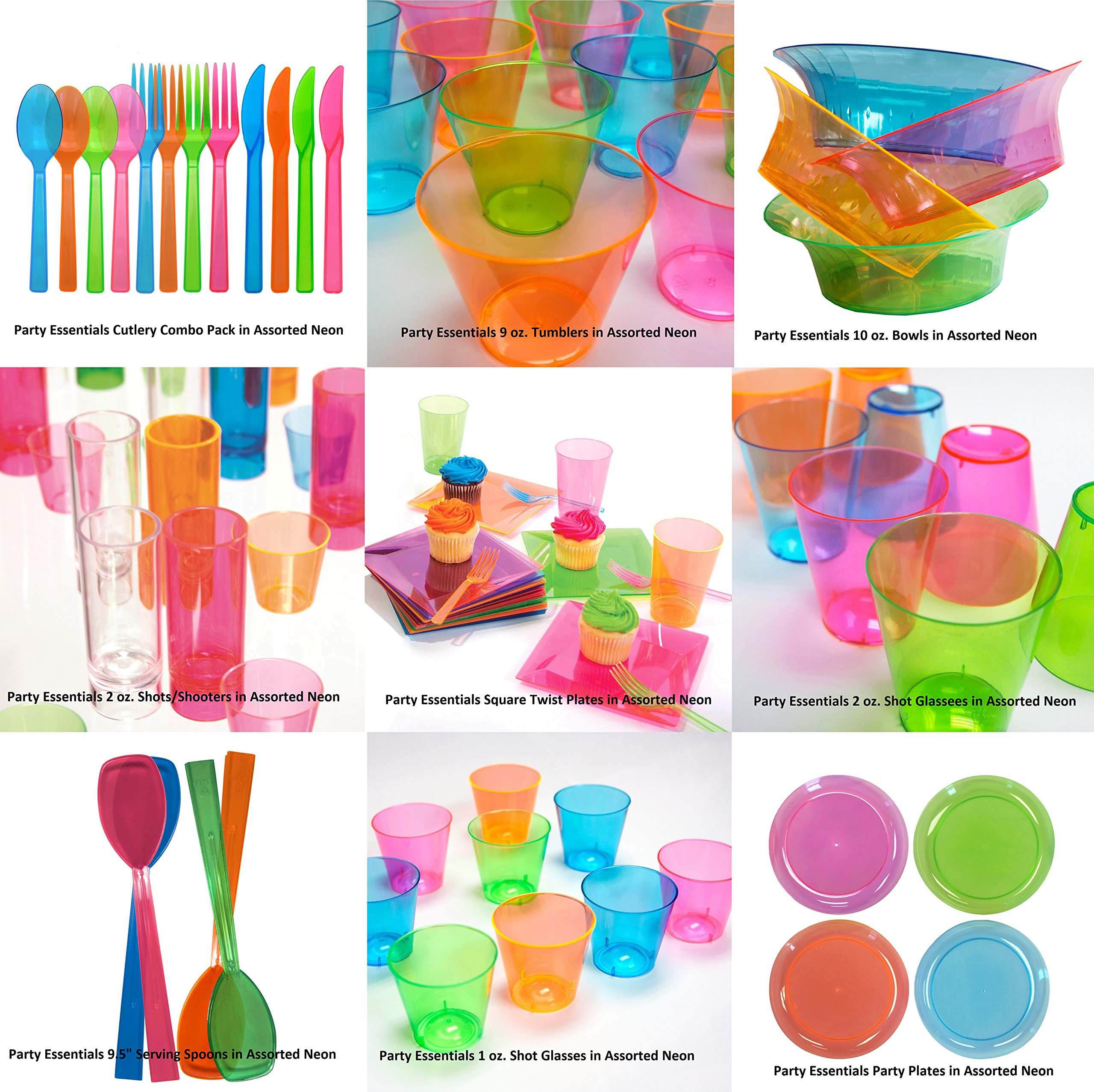 **25-Pack Neon Party Cups - 10 oz Hard Plastic Drinking Glasses for Parties, Events & BBQs - Durable Tall Tumblers for Beer, Soda & Cocktails**