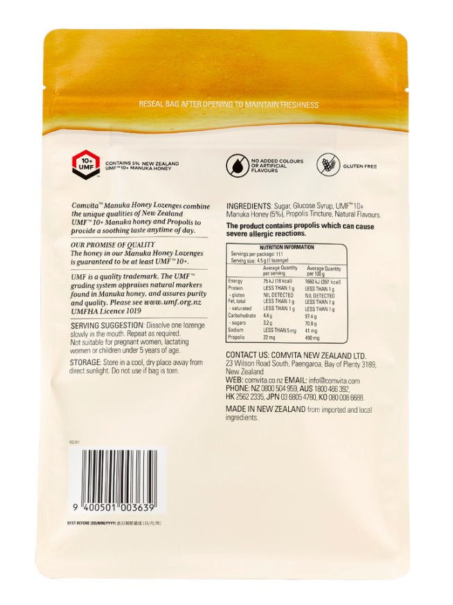 Comvita Soothing Manuka Honey Lozenges with Lemon - 500g Natural Throat Relief for Cough & Sore Throat - Perfect for Travel, Work & Home Use