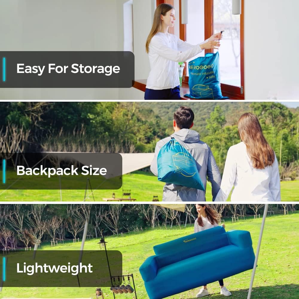 Inflatable Couch with Built-in Air Pump - Portable Self-Inflating Sofa for Camping, Beach, Picnic & Home - 4kPa High-Pressure Durable Air Couch (Armchair Style) - Perfect for Outdoor Adventures, Lounging & Small Space Living