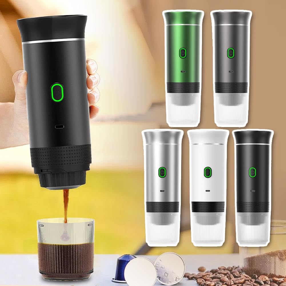 12V Portable Espresso Machine - Fast Heating Electric Coffee Maker for Car, Camping & Travel | Compact 3-in-1 Self-Heating Coffee Machine | Perfect for Road Trips, Hiking, RV & Office Use