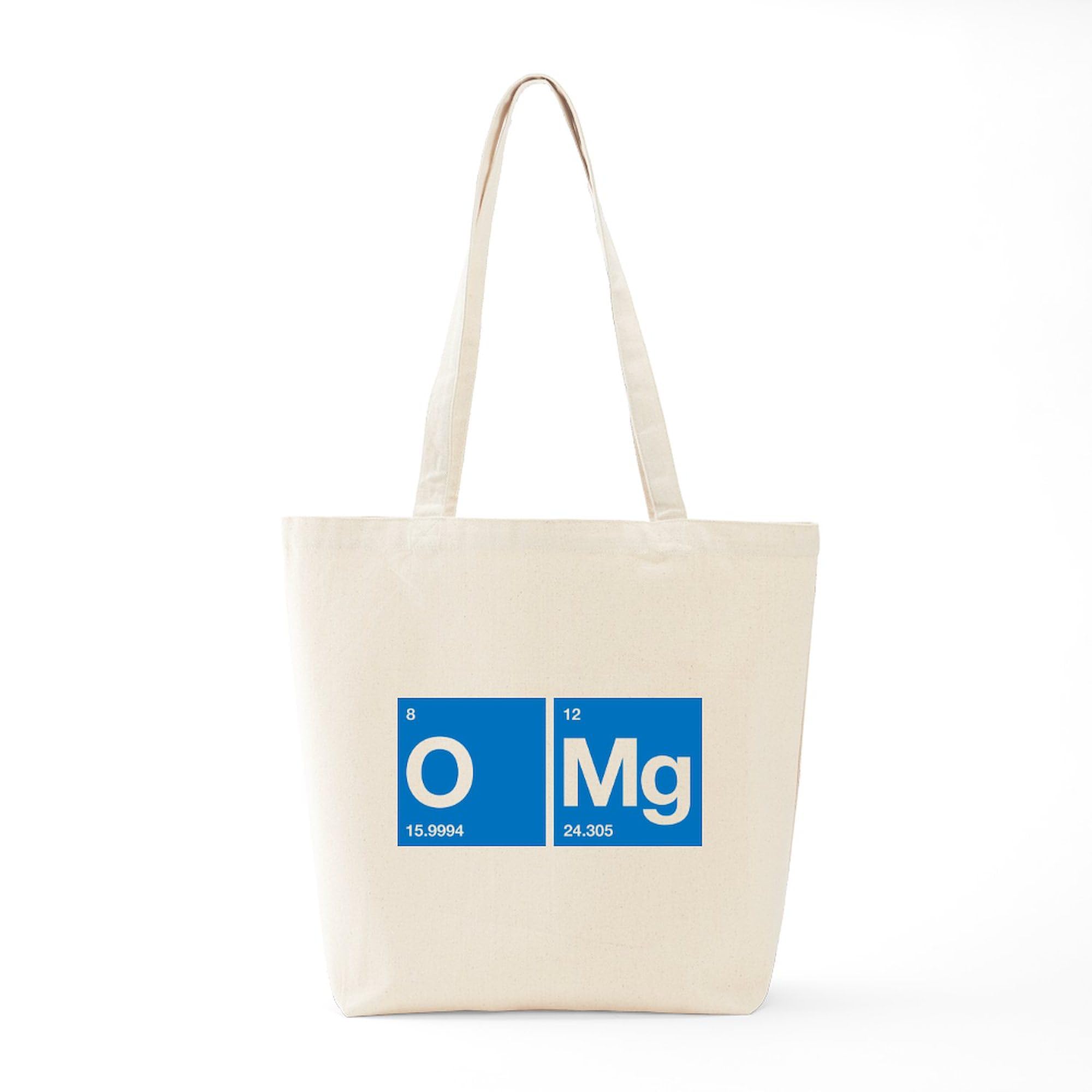 Oxygen Magnesium Periodic Table OMG Tote Bag - Reusable Natural Beige Canvas Shopping Bag for Science Lovers & Grocery Trips