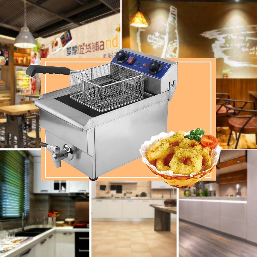 Commercial Electric Deep Fryer 13L/26L Stainless Steel - Temperature Control & Timer - Single/Dual Tank with Drain & Basket - Perfect for Restaurants, Food Trucks, and Catering Businesses