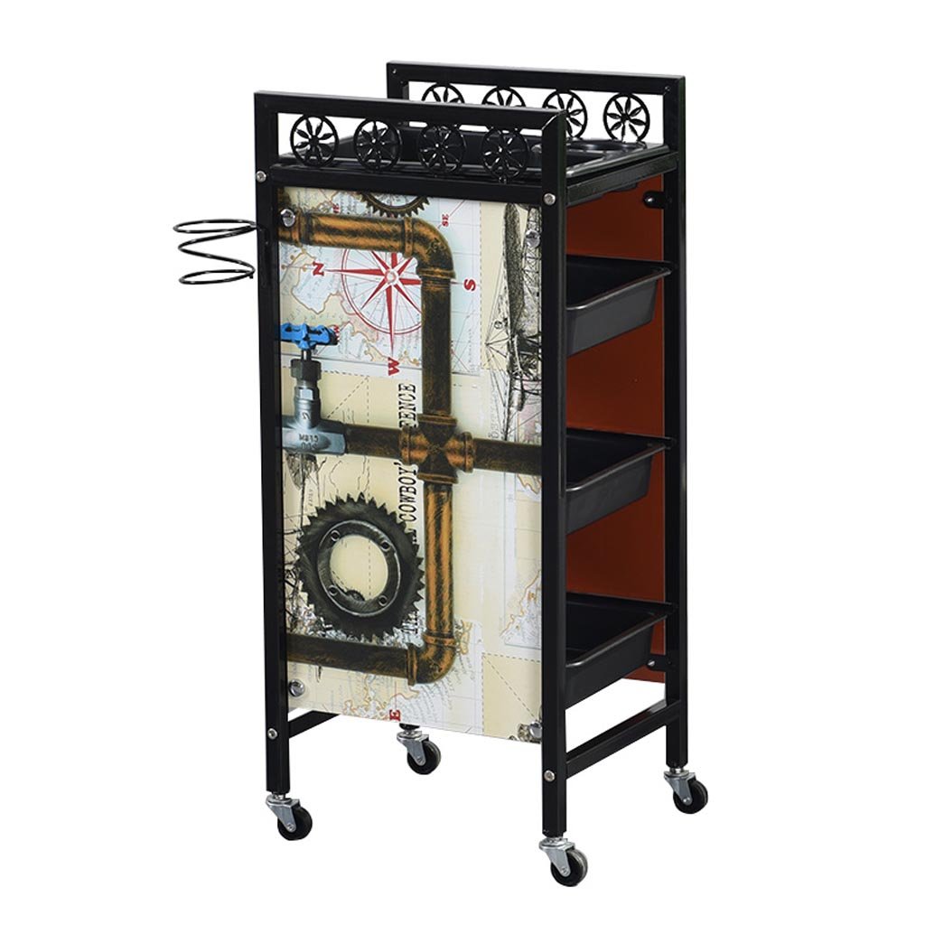 Vintage Salon Hairdressing Trolley - 4/5 Pullout Drawers Beauty Storage Cart for Barber, Hair Stylist & Spa | Mobile Organizer for Hair Tools, Rollers & Salon Supplies | Perfect for Home & Professional Use