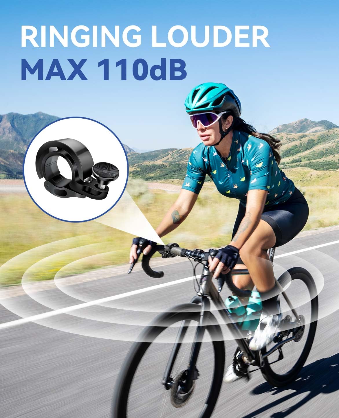 2 Pack Bike Bell for Mountain Bike - Loud & Clear Mini Bicycle Bell with 22.2-24mm Handlebar Mount - Perfect for Cycling, Commuting, and Outdoor Adventures