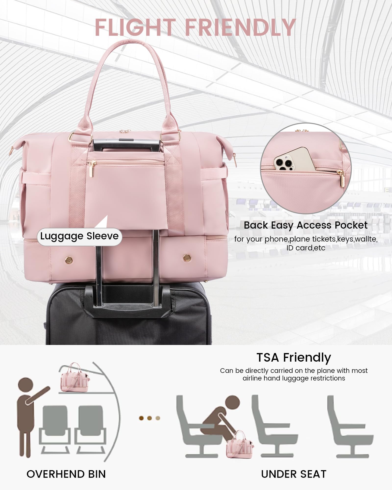 LOVEVOOK Women's Gym Bag with USB Charging Port & Shoe Compartment - Waterproof Travel Duffel, Weekender Overnight Bag, Hospital Delivery Bag - Perfect for Workouts, Travel, Maternity & Weekend Getaways