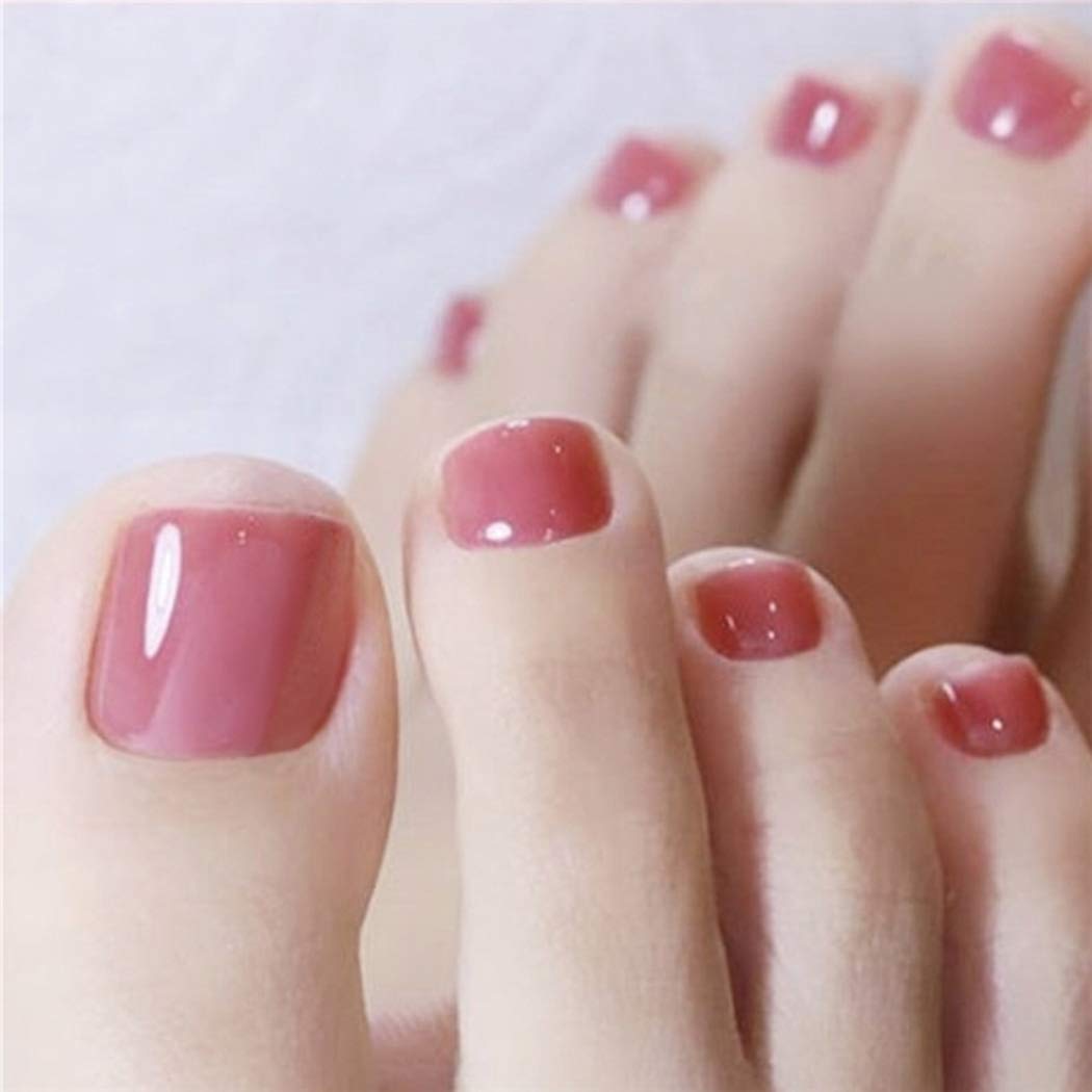 Yienate 24PCS Rose Pink False Toe Nails - Full Coverage Gel Toe Tips for Women, Elegant & Chic Fake Nails for Bridal, Pedicure & Special Occasions | Perfect for Weddings, Parties & Summer Sandal Season