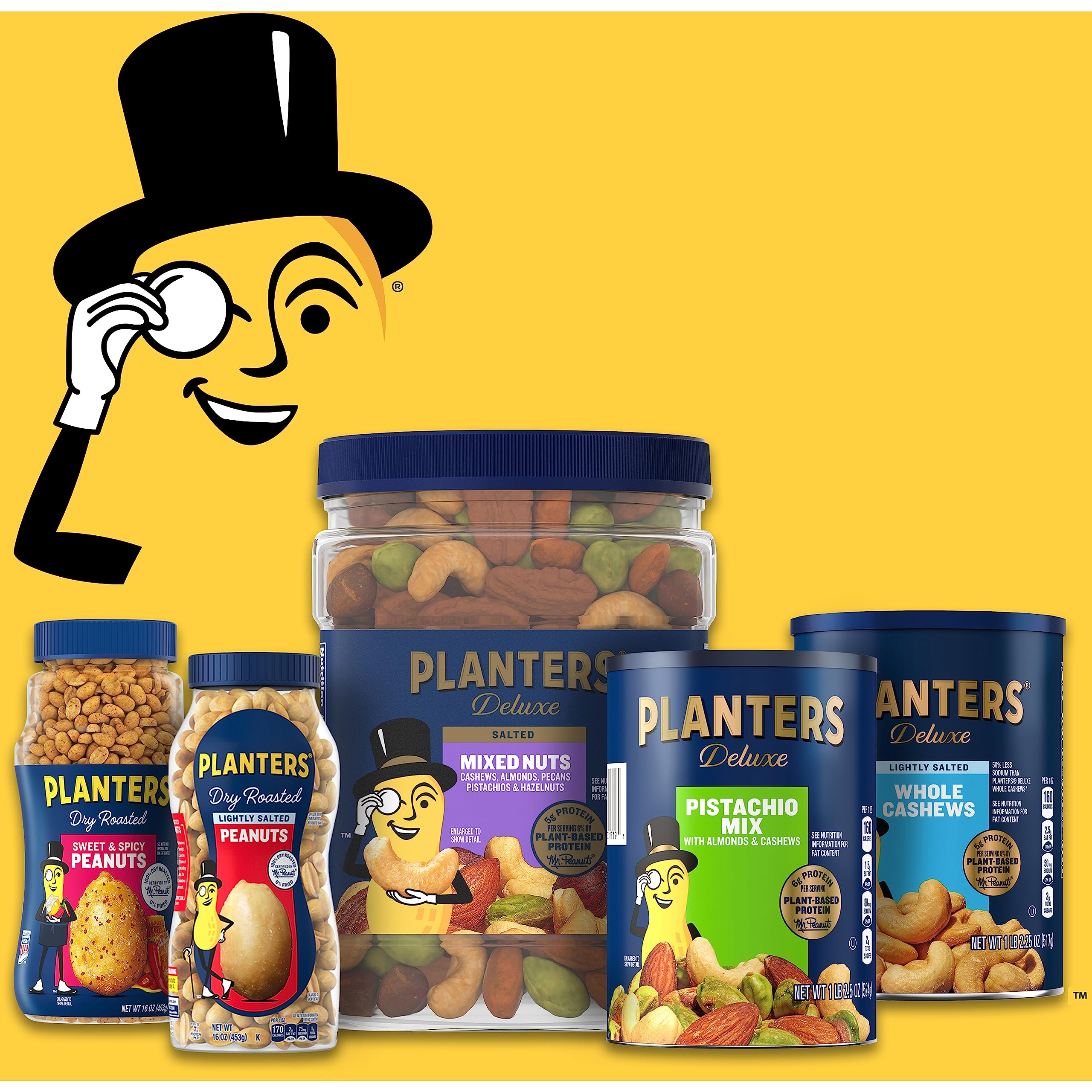 Dry Roasted Lightly Salted PLANTERS Peanuts - 6 Pack (2.2 lb Each) | Healthy Protein Snacks for Adults | Perfect for Office, Hiking & Game Day Parties