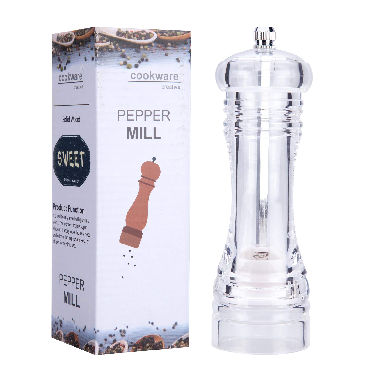 Premium Libara Acrylic Pepper Grinder & Salt Mill - Ceramic Grinding Core, Adjustable Coarseness - Perfect for Kitchen, Dining Table & Gourmet Cooking