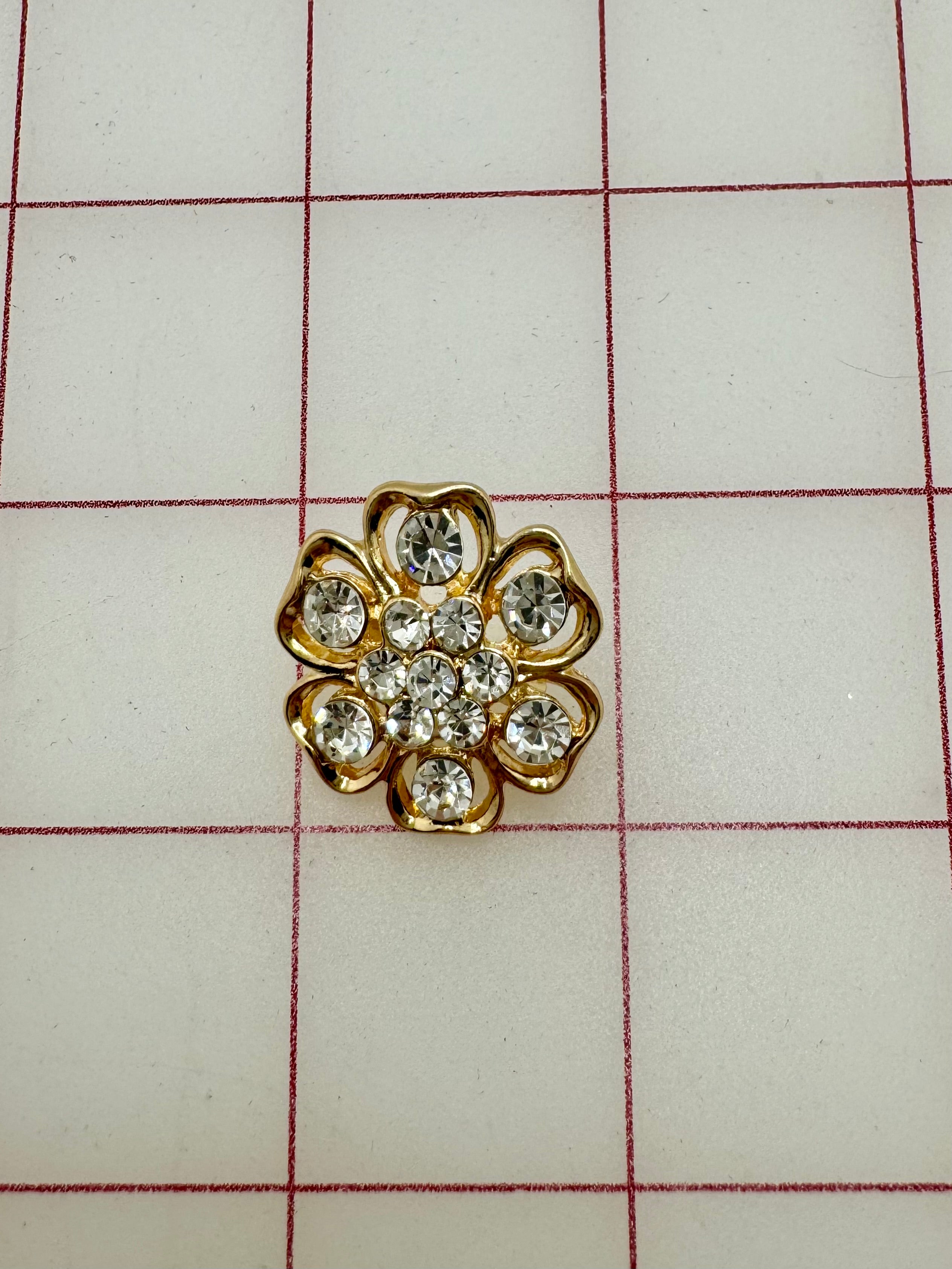 Decorative Gems Rhinestone Brooch & Tiara Embellishments - Crystal & Gold Accents (0.75-1 inch) for Wedding, Prom & DIY Craft Accessories
