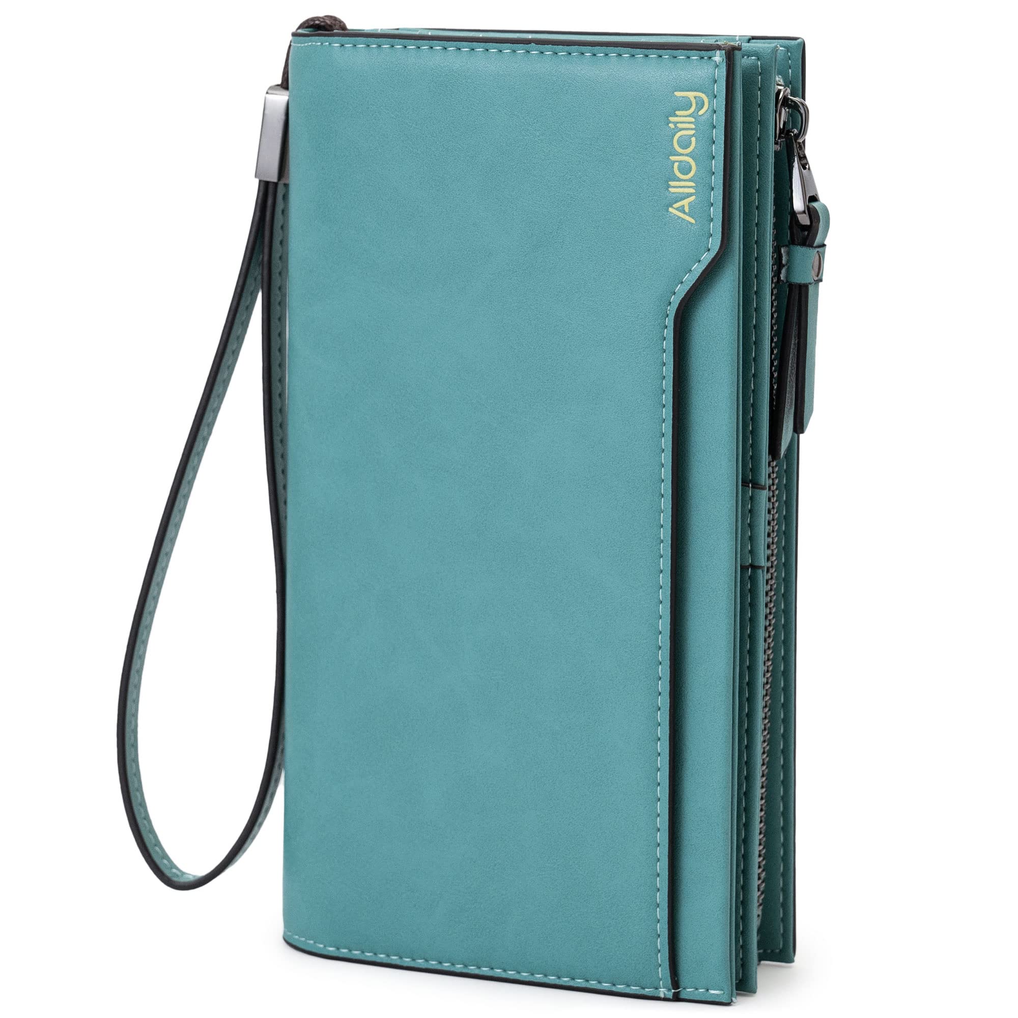 Alldialy RFID Blocking 24 Credit Card Holder Wallet for Women - Large Capacity Zippered Wristlet Purse (Purist Blue) | Secure Travel Wallet & Everyday Essentials Organizer