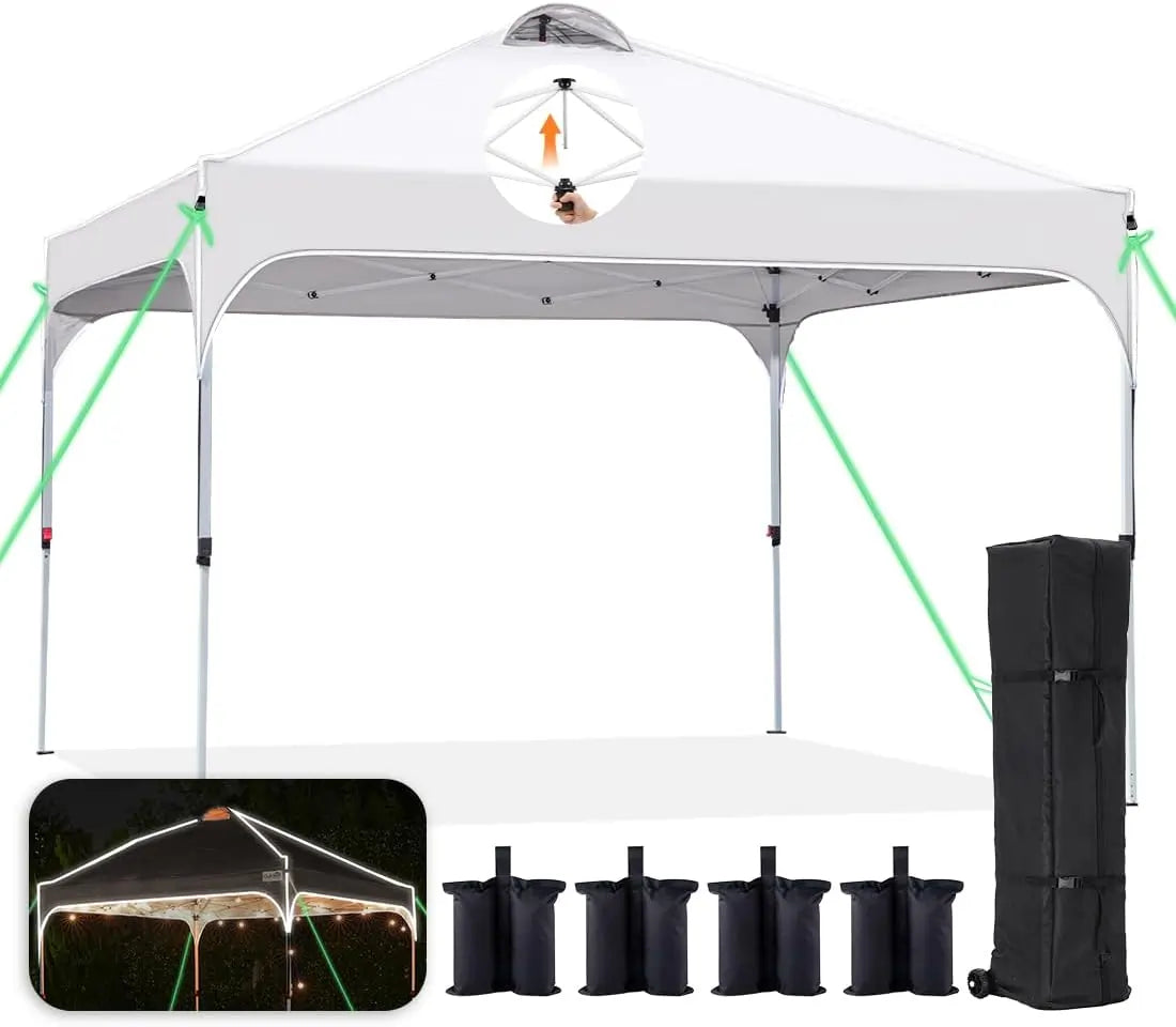 10' x 10' Pop Up Canopy Tent - Easy One Person Setup, Instant Shelter for Outdoor Events, Camping, Beach Parties, and Farmers Markets
