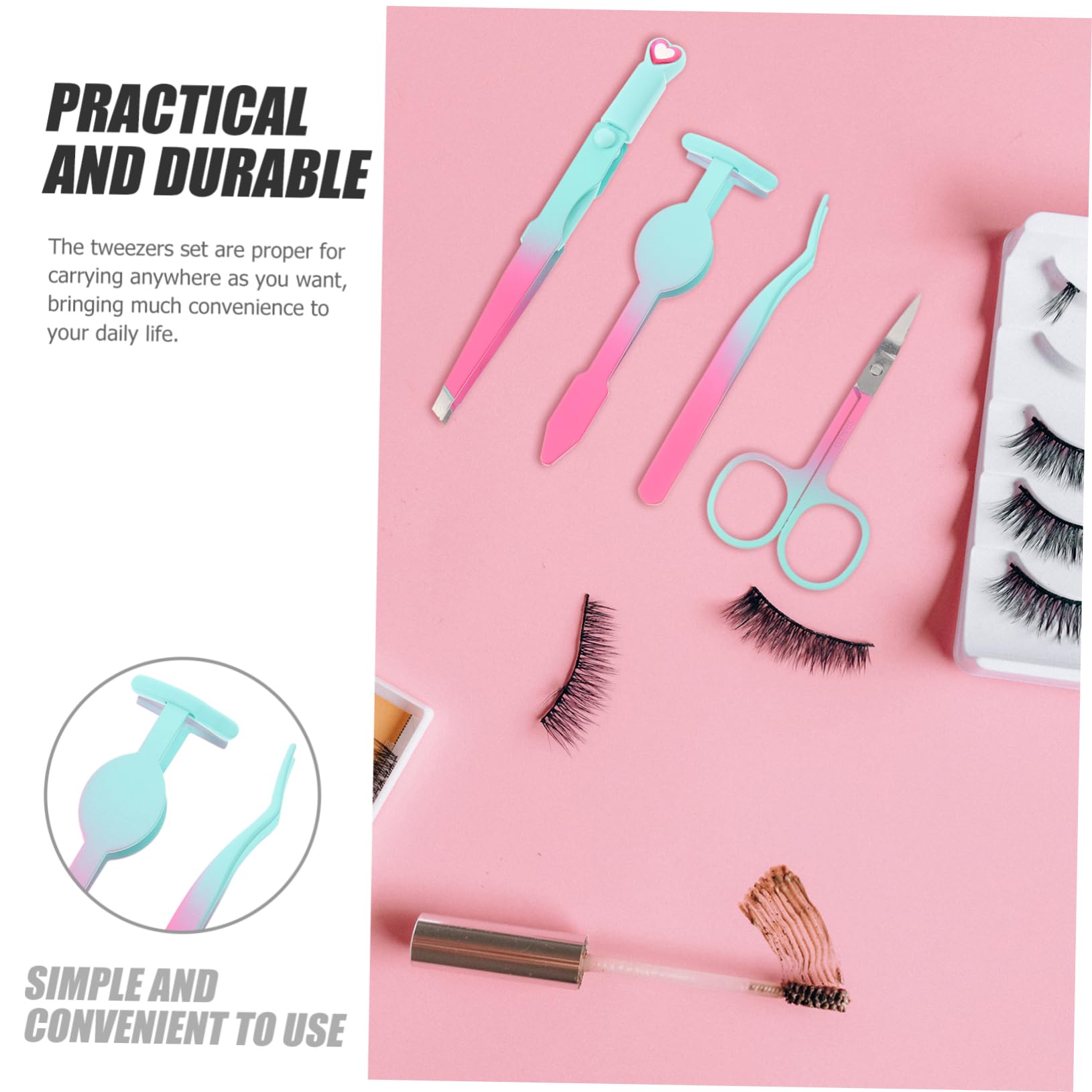 Angoily Precision Eyebrow Tweezers Set for Women - Slant & Pointed Tweezers with Fiber Grip for Eyebrow Shaping, Lash Extensions & Hair Removal | Portable Beauty Kit for Home & Travel