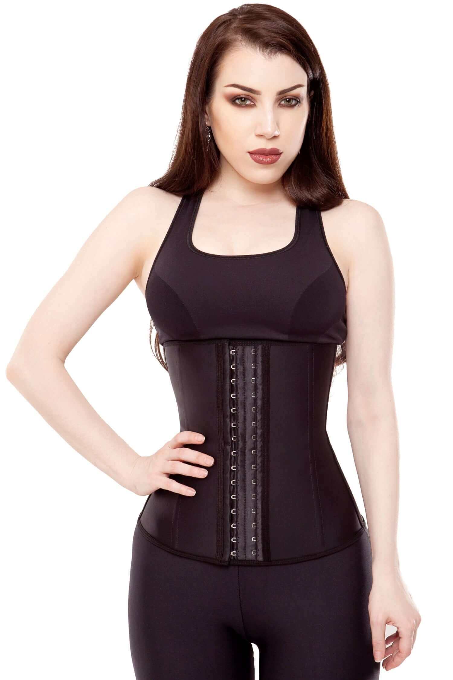 Playgirl Black Latex Waist Trainer for Women - Slimming Corset for Workouts, Weight Loss & Body Shaping | Perfect for Gym, Yoga & Everyday Wear