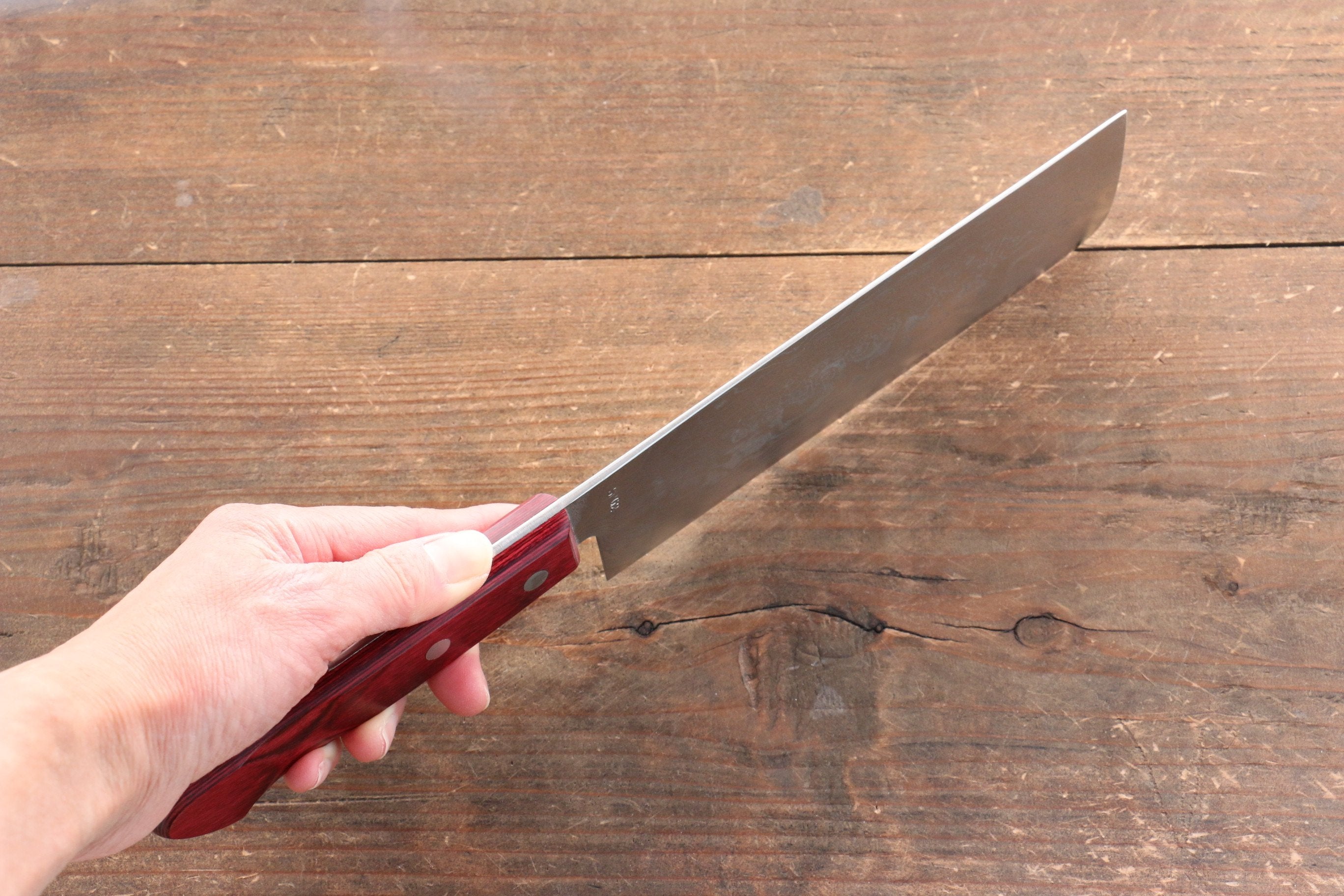 Premium Nao Yamamoto SG2 Damascus Nakiri Knife 165mm - Japanese Chef Knife with Migaki Finish & Red Pakka Wood Handle - Perfect for Slicing Vegetables, Herbs & Sushi Prep