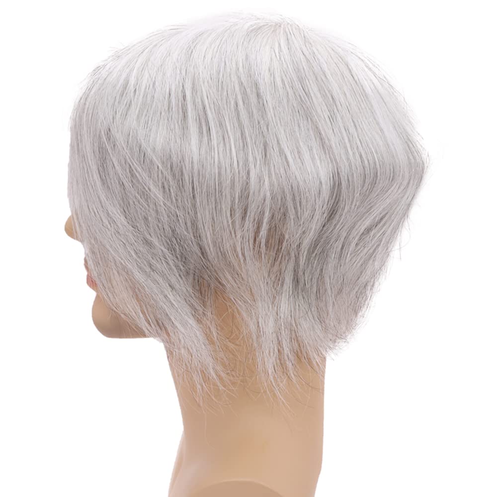 Premium European Human Hair Toupee for Men - Soft Full Swiss Lace Hair Replacement System - 10