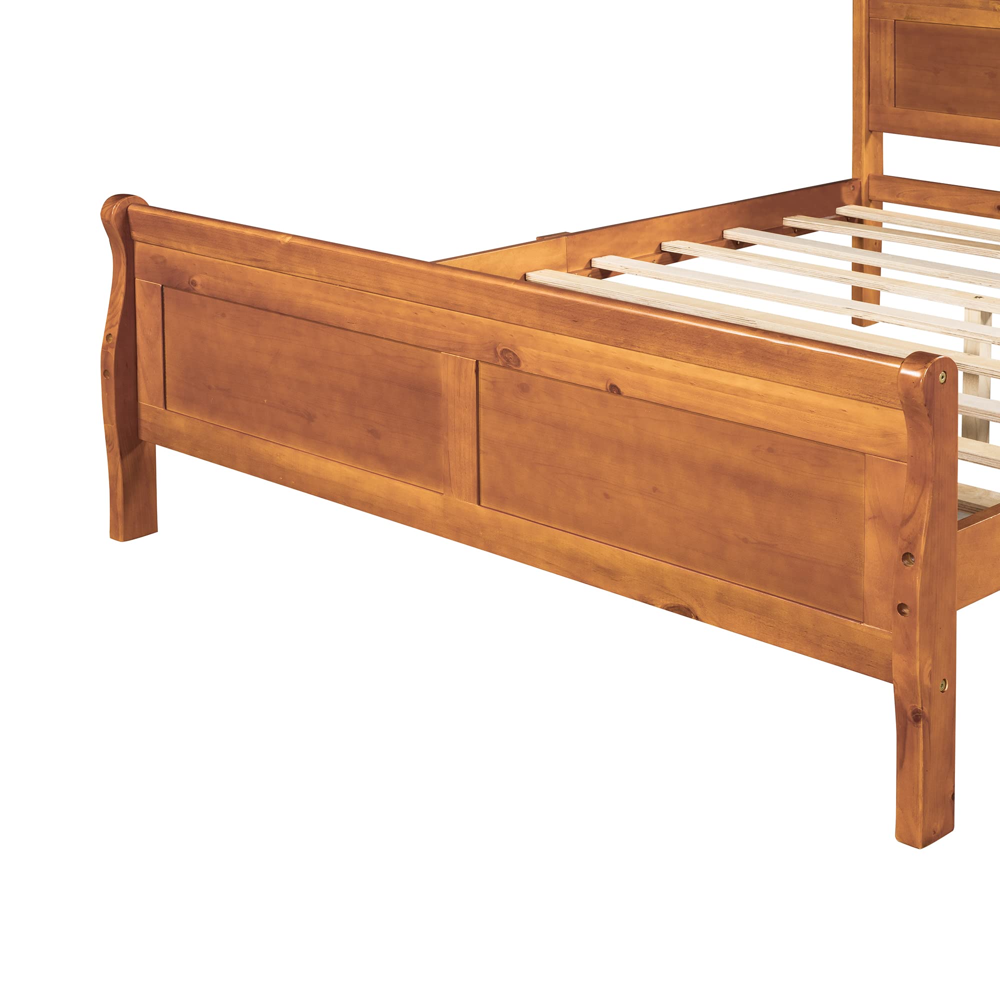 Harper & Bright Designs Full Size Wooden Bed Frame with Headboard and Footboard - Sturdy Platform Bed for Kids, No Box Spring Needed - Solid Oak Construction - Perfect for Boys and Girls Bedrooms, Dorm Rooms, and Guest Rooms