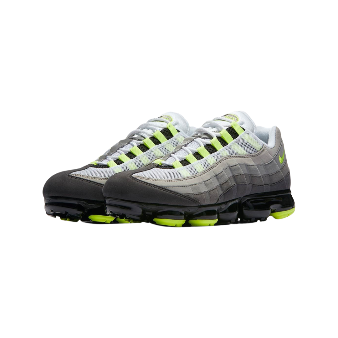 Nike Air VaporMax 95 OG Neon Sneakers - Black/Volt/Medium Ash/Dark Pewter/Dust Granite | Men's Running Shoes for Gym, Workout & Casual Wear