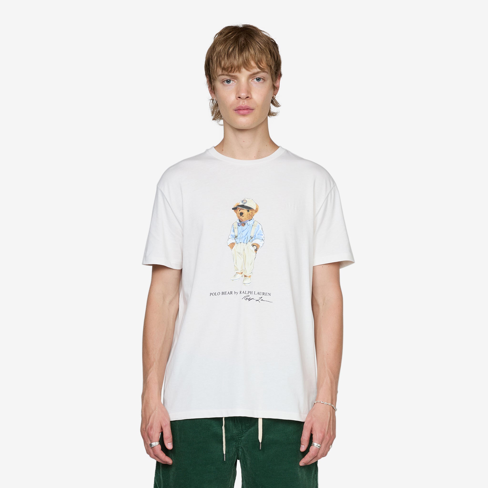 Classic Fit Polo Bear Jersey T-Shirt for Men - Deckwash White - Casual & Sporty Style for Everyday Wear, Golf, and Outings