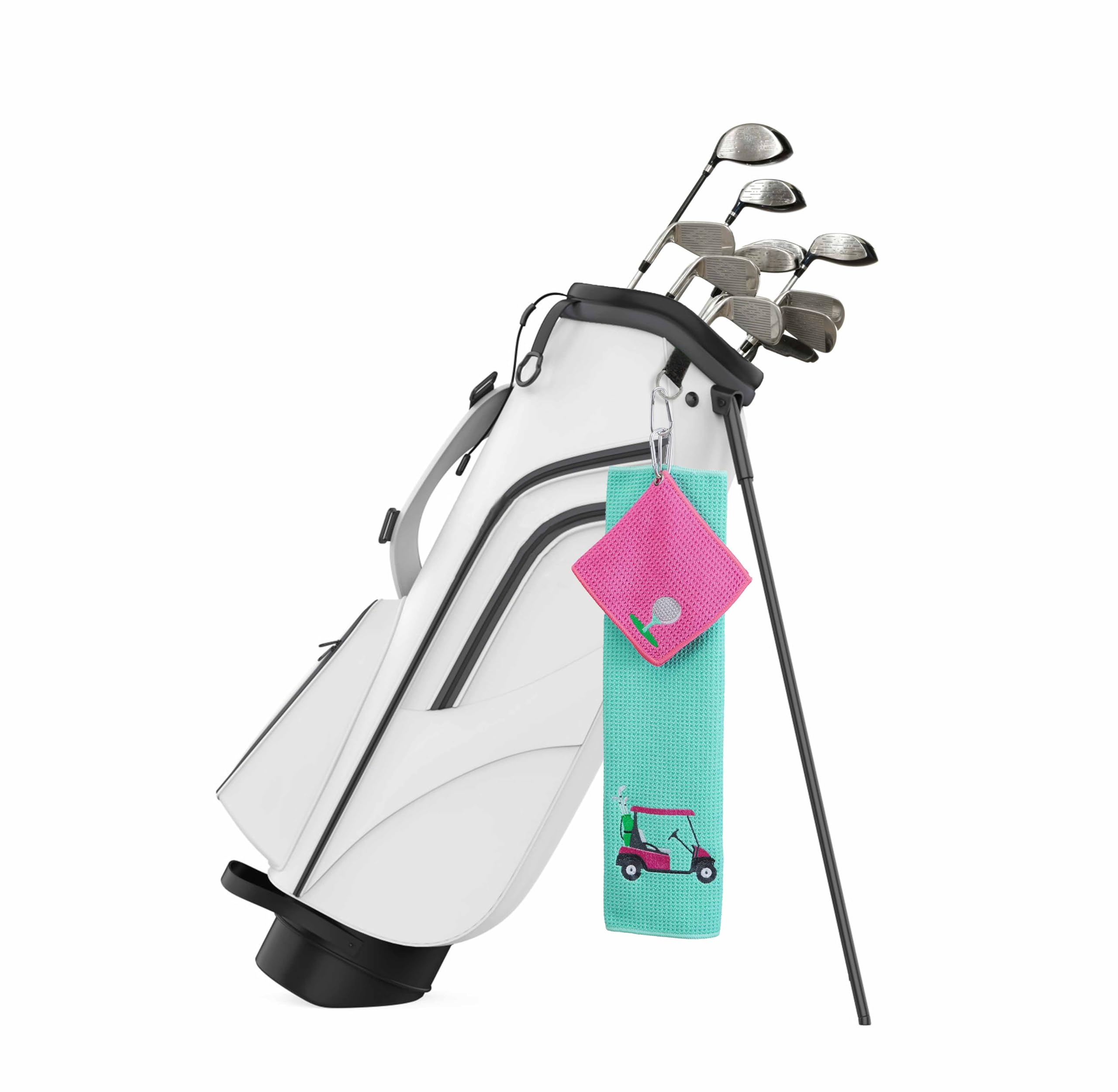 Custom Embroidered Golf Towel Set - Premium Microfiber Waffle & Ball Towels for Golf Bags & Carts - Ideal Golf Accessories & Gifts for Men, Women & Kids - 2-Pack with Cart Ball Design - Perfect for Golf Tournaments, Practice Sessions & Clubhouse Gifting
