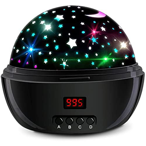 DCAUT Star Projector Night Light for Kids - 360° Rotating Galaxy Moon Light with Timer, Nursery Room Decor for Baby Boys & Girls | Perfect for Bedtime, Relaxation & Sensory Play (Black)