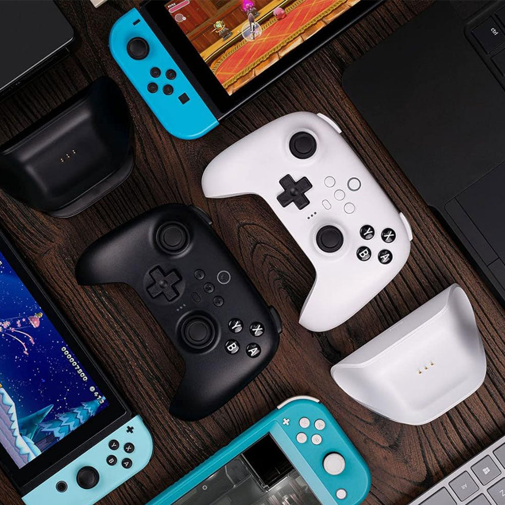 8Bitdo Ultimate Bluetooth Controller with Charging Dock - Wireless Pro Gamepad with Hall Effect Joystick for Nintendo Switch, PC Windows & Steam Deck | Ergonomic Design for Long Gaming Sessions (White)