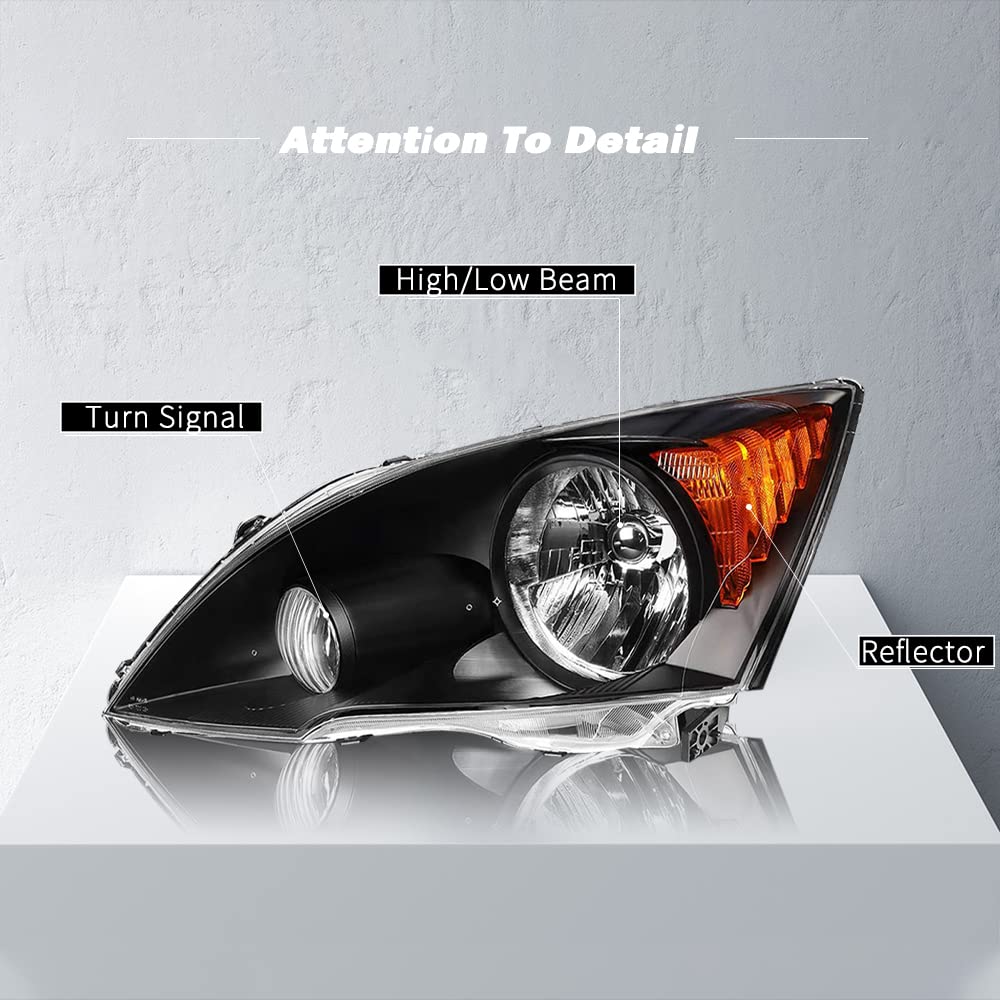 2007-2011 Honda CR-V Headlight Assembly Set - Left & Right Side Replacement Parts for Improved Night Driving Safety