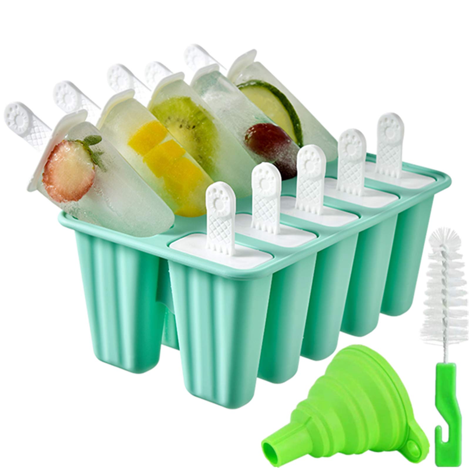 10-Piece Silicone Popsicle Molds BPA Free with 15 Sticks - Easy Release Ice Pop Makers for Summer Treats, Kids Snacks & DIY Frozen Desserts at Home