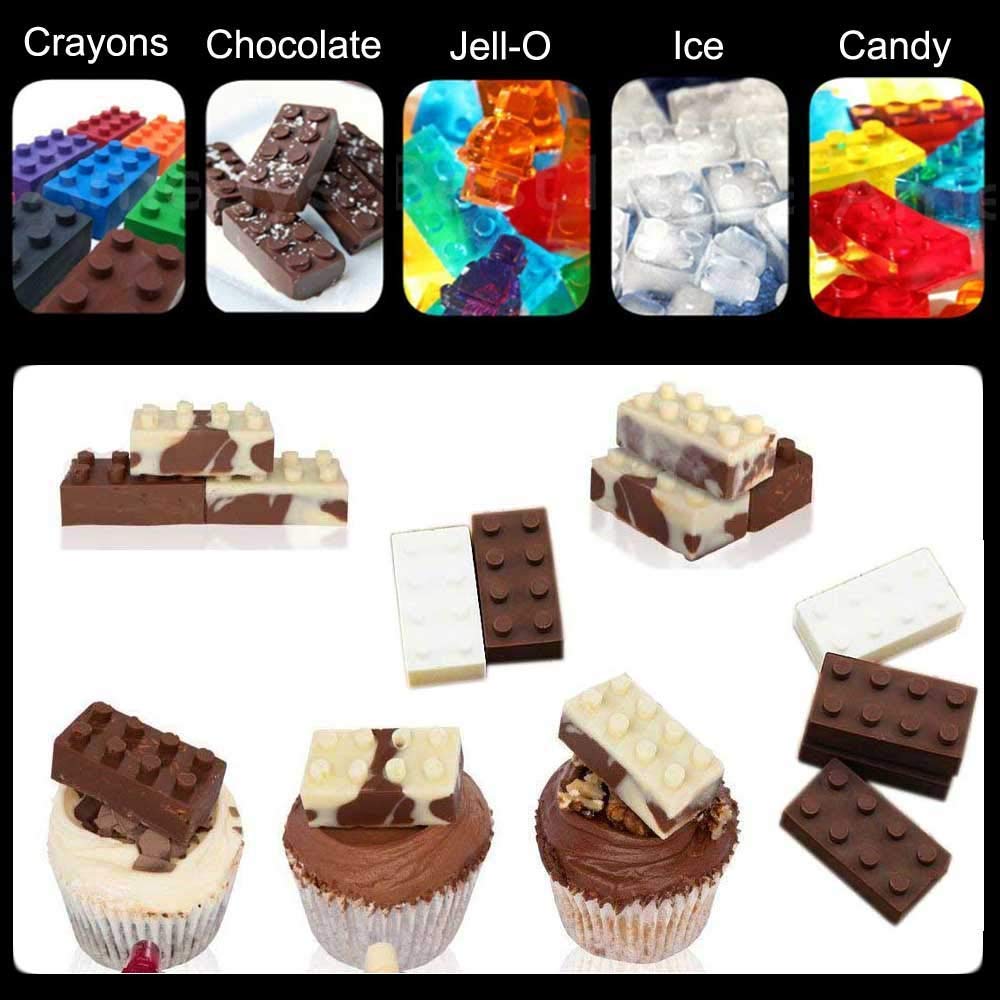 Skytail 2-Pack Lego Brick Silicone Molds for Baking - Chocolate, Candy, Ice Cube, Muffin, Jelly, Gummy, Fondant, Clay & Crayon - Perfect for DIY Cake, Cupcake Decorations & Kids Party Treats