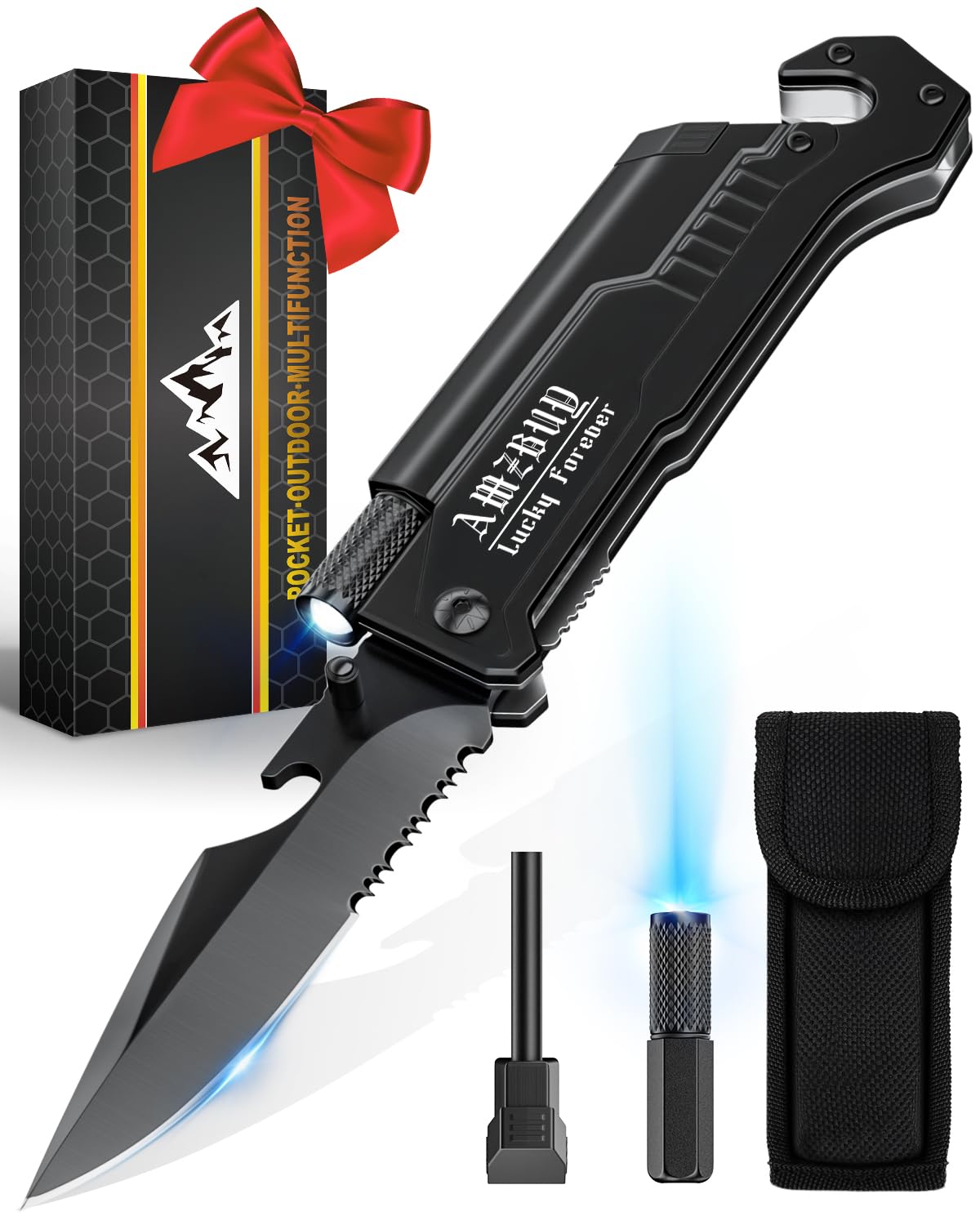 7-in-1 Multi Tool for Camping, Fishing & Survival - Perfect Stocking Stuffer Gift for Men, Dad, Boyfriend & Husband - Great for Outdoor Adventures, Home Repairs & Emergency Preparedness