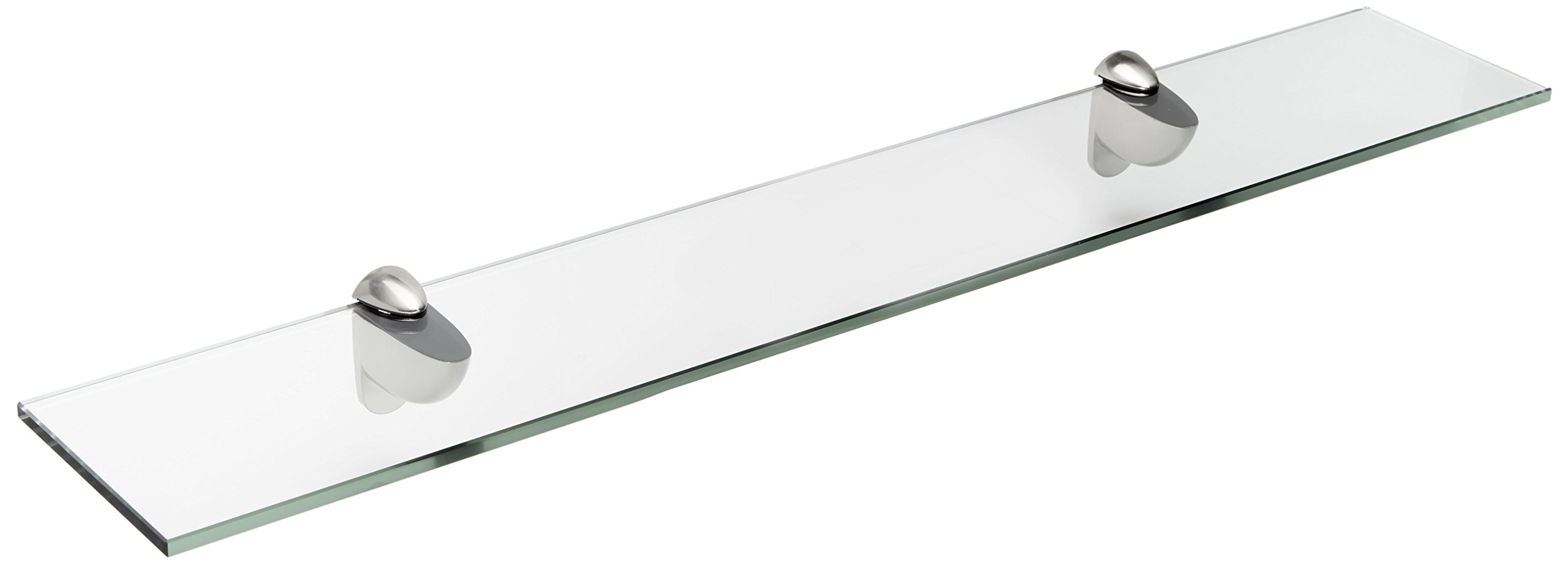 Spancraft Glass Heron Floating Shelf - Brushed Steel Finish - 10 x 27 Inches - Modern Wall Shelf for Bathroom, Kitchen, Living Room & Office Decor